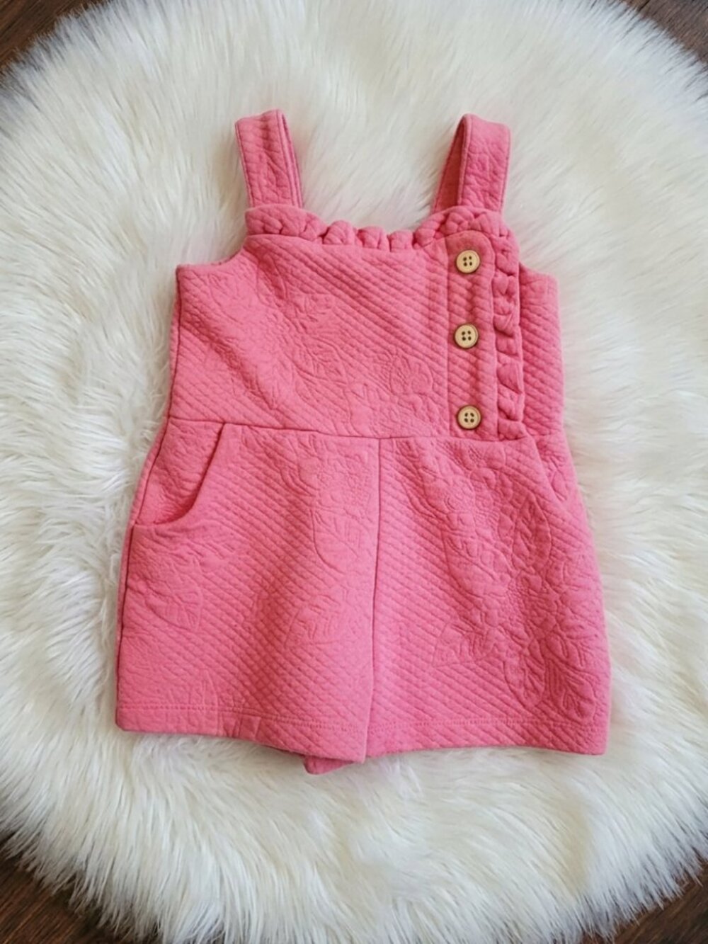 Janie and Jack Pink Quilted Floral Romper Size 12-18m